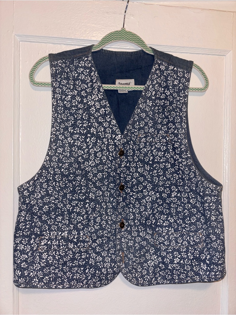 Vintage Floral Denim Vest Teacher Grannycore Cottagecore Boho Summer Festival M